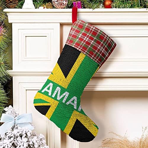 Jamaican Kingdom Flag de lantejoulas estocagem de Natal brilhante decoração de ornamentos pendurados para a festa de férias