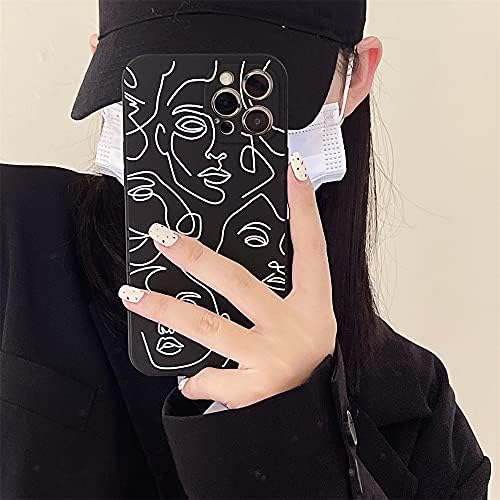 Kagi Art Line Painting Design Caixa de telefone compatível com iPhone 12 Pro Max Silicone Soft Cover Casos de proteção para iPhone 12 Pro Max - Black