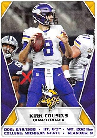 2020 Panini NFL adesivos #409 Kirk Cousins ​​Minnesota Vikings Cartão de adesivo de futebol