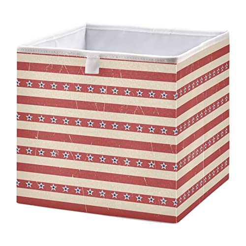 American Stars Stripes Cubo de armazenamento de armazenamento BIN DESCRADA COLANTES CESTÃO DE TROOLHA DE BRINHAMENTO PARA CUBE BINS