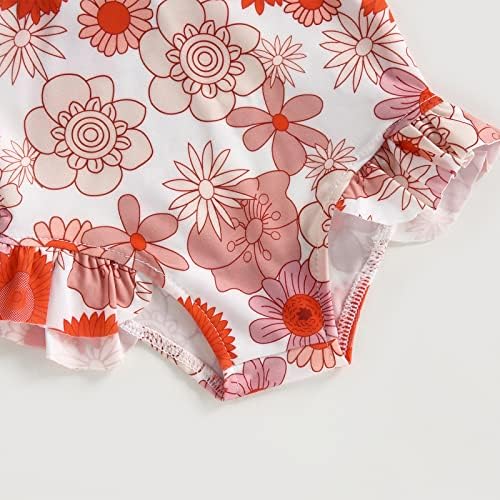 Criança infantil menina menina de uma peça de maiô Floral/Flamingo com zíper de manga longa de manga longa maiúsculas de banho de