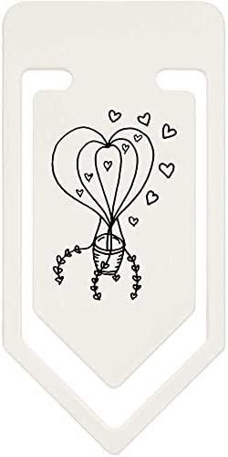 Azeeda 91mm 'Hot Air Balloon & Hearts' Clipe de papel plástico grande