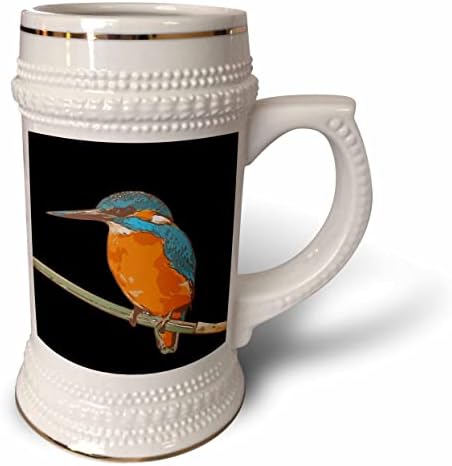 3drose cartoon estilo kingfisher preto contorno art - 22oz Stein caneca