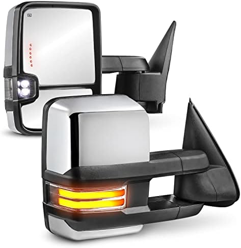 Espelhos de reboque aquecidos com mais energia, compatíveis com o Chevy Silverado Suburban Tahoe GMC Serria Yukon 1999-2002