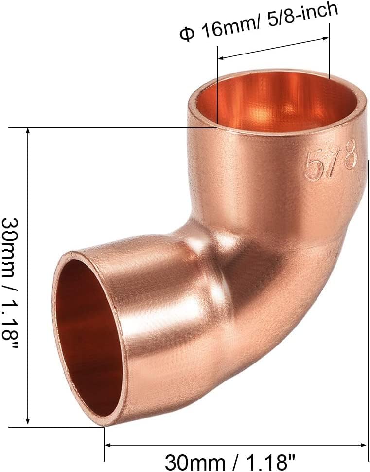 Ta-Vigor 2pcs 90 graus cotovelo de cobre, ID de 1-1/8 polegadas ID Conector de montagem de cobre curta com duas xícaras para conexão de suor