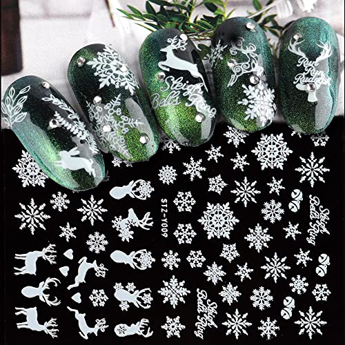 Decalques de unhas de Natal, 3D luminosos adesivos de nail arte de natal