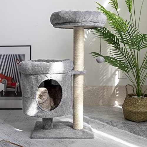 Torre de gato de gato de gato quicey para gatos internos, condomínio de gatos com sisal riscando posta