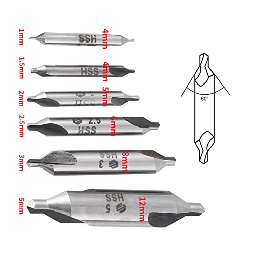 Broca central composta 6 pacote 1/1.5/2/2,5/3/5mm 60 graus