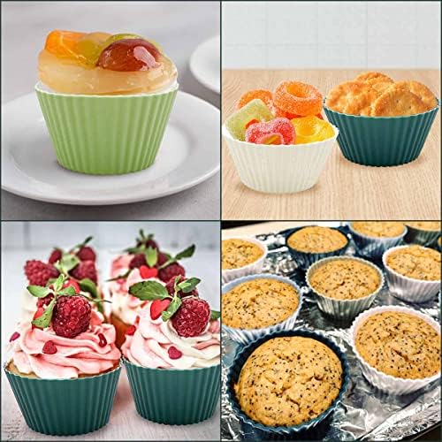 24 Pack Silicone Baking Cups Baking Muffin Liners antiaderentes moldes de bolo de bolo de cupcake de cupcake Siller Tamanho padrão Tamanho