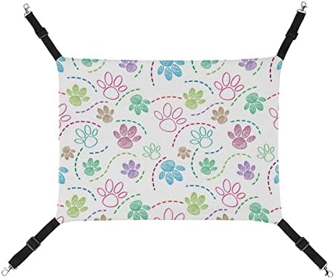 Cama de gato Pata colorida Hammock de gaiola de animais de estimação Cama suspensa respirável para gatinho filhote de coelho 16,9 x13