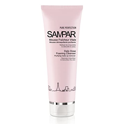 Sampar - Cleanser de espuma diária da dose - lavagem do rosto - óleos essenciais Purificando o removedor de maquiagem - limpa as impurezas e desintoxica a pele - limpador diário de espuma