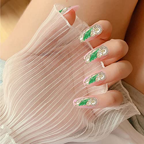 Niceneeded San Judas Tadeo Uil Art Charms, 10pcs 3d Grandes strass verde -unhas, jóias de metal liga de liga de metal jóias para mulheres