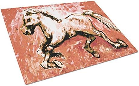 Tesouros de Caroline MW1170LCB Shadow O cavalo na tábua de vidro vermelho grande e decorativo Corte de vidro e porção Placa de corte de tamanho grande, tábua,