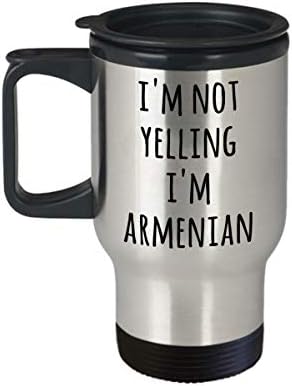 Hollywood & Twine Armenian Travel Caneca Não estou gritando, sou armênia de café engraçado de capa de gag para homens e mulheres