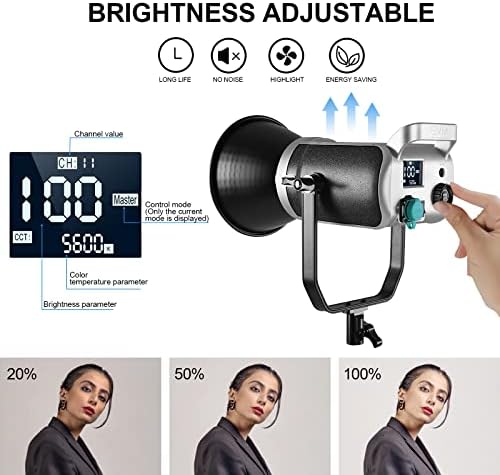 GVM Bi-Color LED Video Light, Kit de iluminação de estúdio de fotografia 200W com controle de aplicativo/dmx bluetooth, 93000lux@0.5m