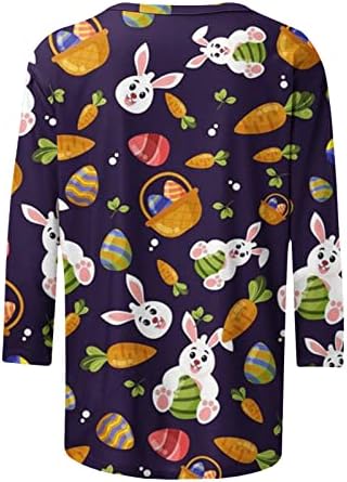 Camisas de Páscoa feminina Bunny fofinha estampa 3/4 de manga Tops Easter ovos de páscoa Crew tee camiseta de verão camiseta de