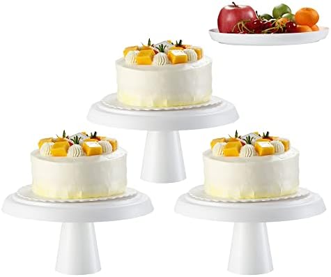 Aproveite-me conjunto de suportes de bolo branco de três peças, pratos versáteis de sobremesas e pratos de frutas, exibição de cupcakes que serve bandeja para qualquer ocasião