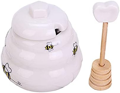 Comidas de alimentos e vasilhas de cozinha jar honeypot mini honeypot de cerâmica com colher presente honeycomb honeypot pequeno jarra de mel mel açúcar de açúcar