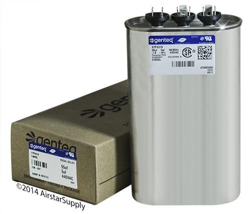 GE - 55 + 5 UF MFD x 440 Vac Genteq Substituição Capacitor duplo Oval C4555L / 97F9318