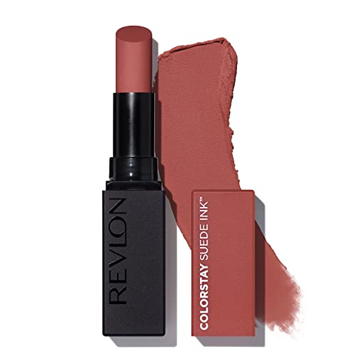 Lipstick de Revlon, tinta de camurça em cores, primer embutido, infundido com vitamina E, impermeável, à prova de mancha,