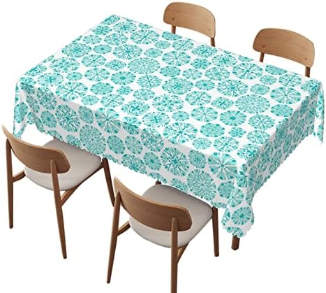 Toca de mesa de floco de neve, 60x120 polegadas, manchas de manchas à prova d'água resistentes a impressão reutilizável, para reuniões de cozinha em família, jantar de jantar de decoração de roupas de mesa para mesas de 8 pés, branco
