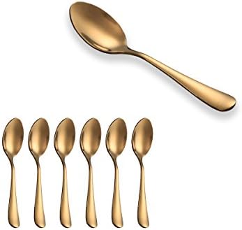 Colher de chá de ouro, Berglander 6 peças Titanium Gold Plating Stonless Stonless Spoon, colheres de ouro para casamentos, festas,