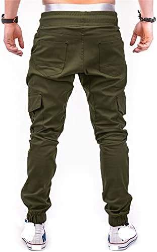 Calça de corredor militar da cintura de cordão masculino Hip Hip Hop Multi Pockets Troushers Troushers Casual Slim Fit