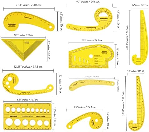 TraceEase de ferramentas de costura de plástico métricas francesas réguas de curva métrica para designers e alfaiates Revestimento
