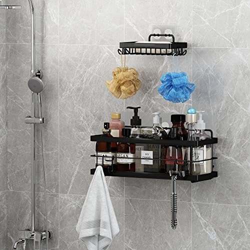 Caddy de chuveiro Kesol + sabão com ganchos Organizador de banheiro da prateleira de chuveiro com ganchos, sem prateleira
