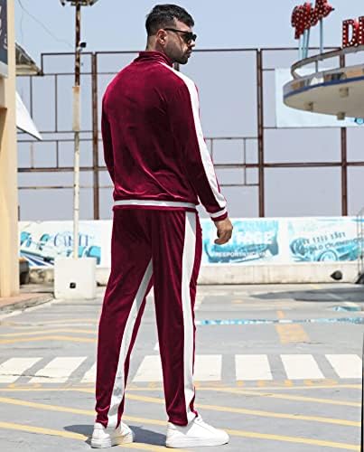 Yaogro Velor Tracksuit Sweats Sort: Men's Jogging Suits Full Zip Casual Jackets Pants 2 peças Treino atlético