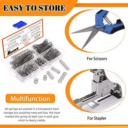 Rustark 100pcs 5 tamanhos 0,8 wd 8mm od kit de sortimento de compressão od kit de sortimento mini molas de aço inoxidável