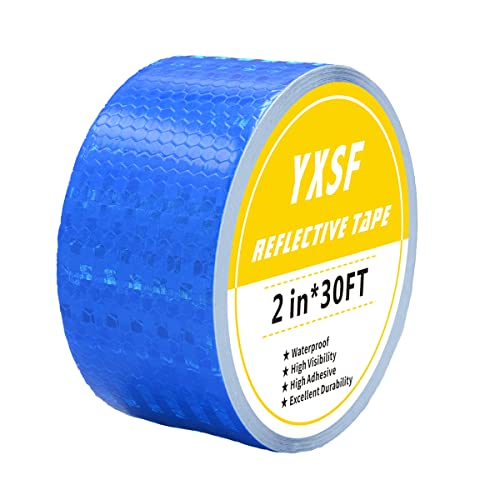 Fita de segurança refletiva YXSF, tiras refletivas azuis de 1/2 polegada × 15 pés, fita refletiva à prova d'água de alta