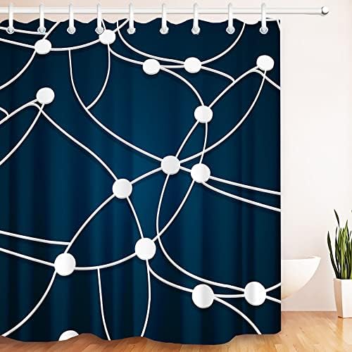 Cortina de chuveiro geométrica XWJJ Conjunto com 12 ganchos, cortina decorativa de chuveiro de tecido moderno linhas brilhantes