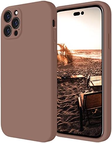 Firenova para iPhone 14 Pro Max Case de telefone, capa de silicone atualizada [Proteção à câmera] com [2 protetores de tela], forro de microfibra anti-arranhão suave dentro, 6,7 polegadas, marrom claro marrom