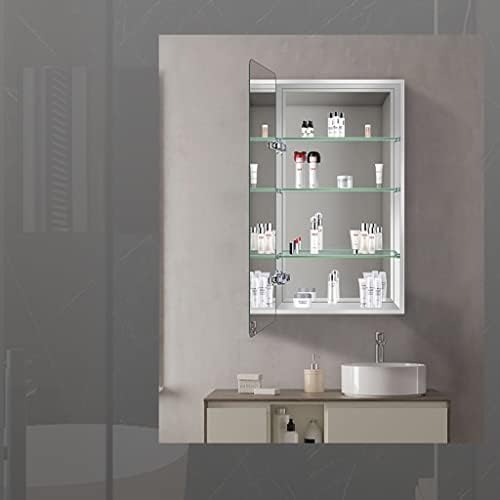 Armário de remédios montados na parede, com prateleiras de vidro ajustáveis, para uso em banheiros úmidos/secos, armário