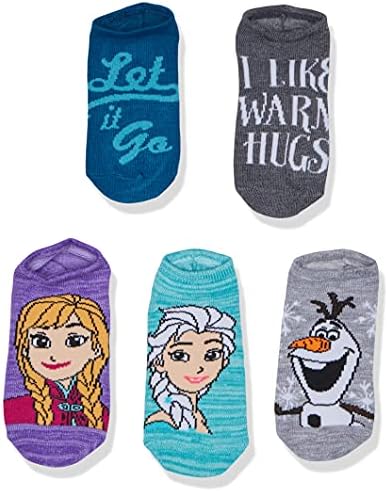 Disney Frozen Girls 5 Pack No Show Socks