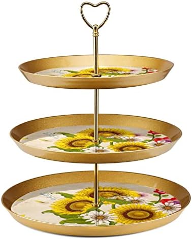 Suporte para bolo tfcocft, suporte de bolo de festa, bolo significa mesa de sobremesa, padrão amarelo de planta de flor de girassol