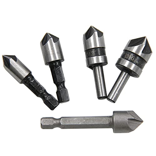 Bothyi HSS Countersink Drill Bits 82 graus para madeira de madeira de madeira de madeira de madeira macia, 5pcs