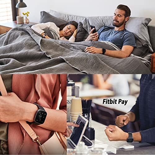 Fitbit Versa 2 Health and Fitness Smart Watch com monitor de freqüência cardíaca, bandas S&L, pacote com cabo de carga de 3,3 pés,