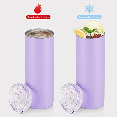 LIFECAPIDO Aço inoxidável Tumbler magro, copo de 20 onças com tampa e palha, copo de aço inoxidável, copo fino isolado,