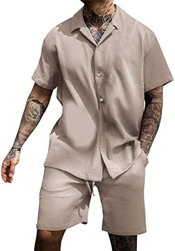 Camisetas de verão bmiSegm para homens de verão masculino de verão de duas peças de duas peças de terno respirável laminado homem antiquado