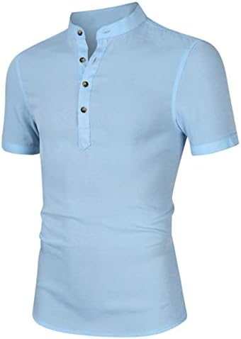 Camisa de verão masculino Tops Botão de cor sólido