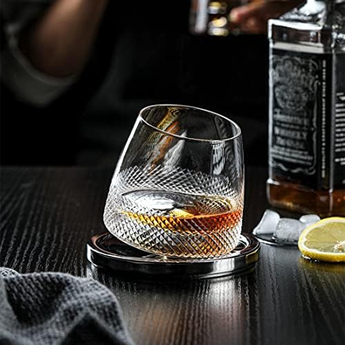 Óculos de uísque antiquados com base - 9,6 oz de óculos escoceses Conjunto de 4, copos de estilo para bourbon, copos de rum, presentes de aposentadoria de aniversário para homens, presente ideal para marido e namorado