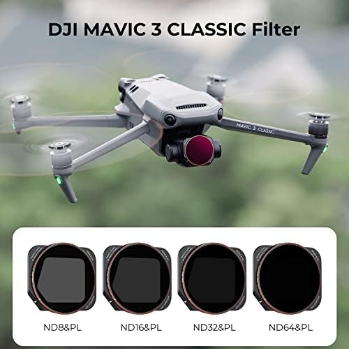 K&F Concept Mavic 3 Drone clássico ND/PL Filters Kit-4 Pack, ND8 & PL ND16 & PL ND32 & PL ND64 & PL COMPATÍVEL COM