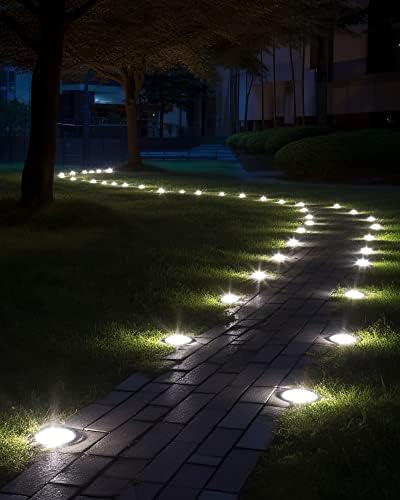 Luzes externas solares biléticas 12 pacotes, luzes luminosas de 12 LEDs luzes solares à prova d'água e plana Luzes solares alimentadas para a passarela do jardim da passarela