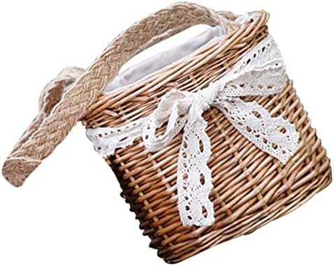 Zerodeko 5pcs Rattan Armazenamento portátil de armazenamento portátil para criar cestas de meninas de flores tecidas cestas pequenas cestas de flores decorativas por suporte de flores tecidas cestas de cesta de cestas