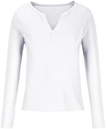 Mulheres sólidas v pescoço de pescoço longa camisetas casuais suéter macio confortável side slow spot pullovers básicos