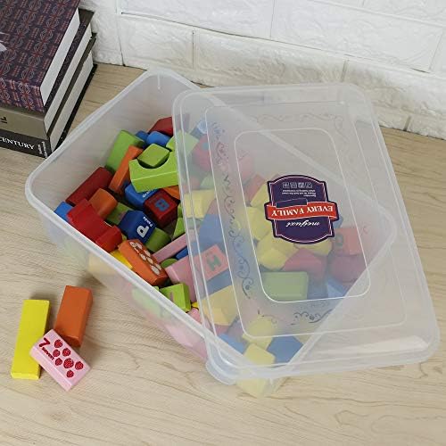PEKKY 11 quart Plástico Toys Storage Recectadores com tampa, conjunto de lixeiras transparente de 2