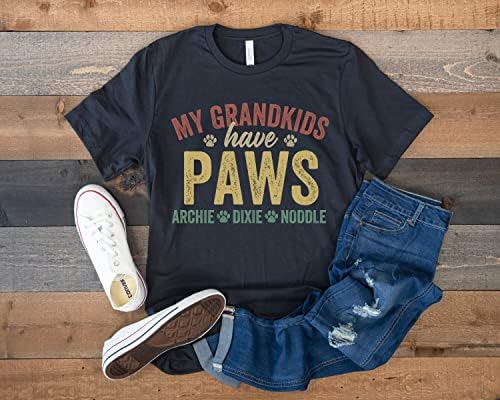 Vintage retro personalizada Meus netos têm camisa das patas, presente para o dia das mães, tee de presente para amantes de cães