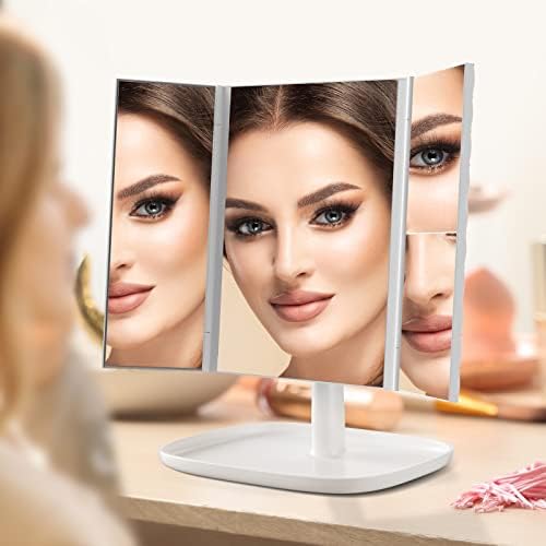 Espelho de maquiagem Peyigg espelho com luzes, 2x 3x 10x Magnificação Touch Control